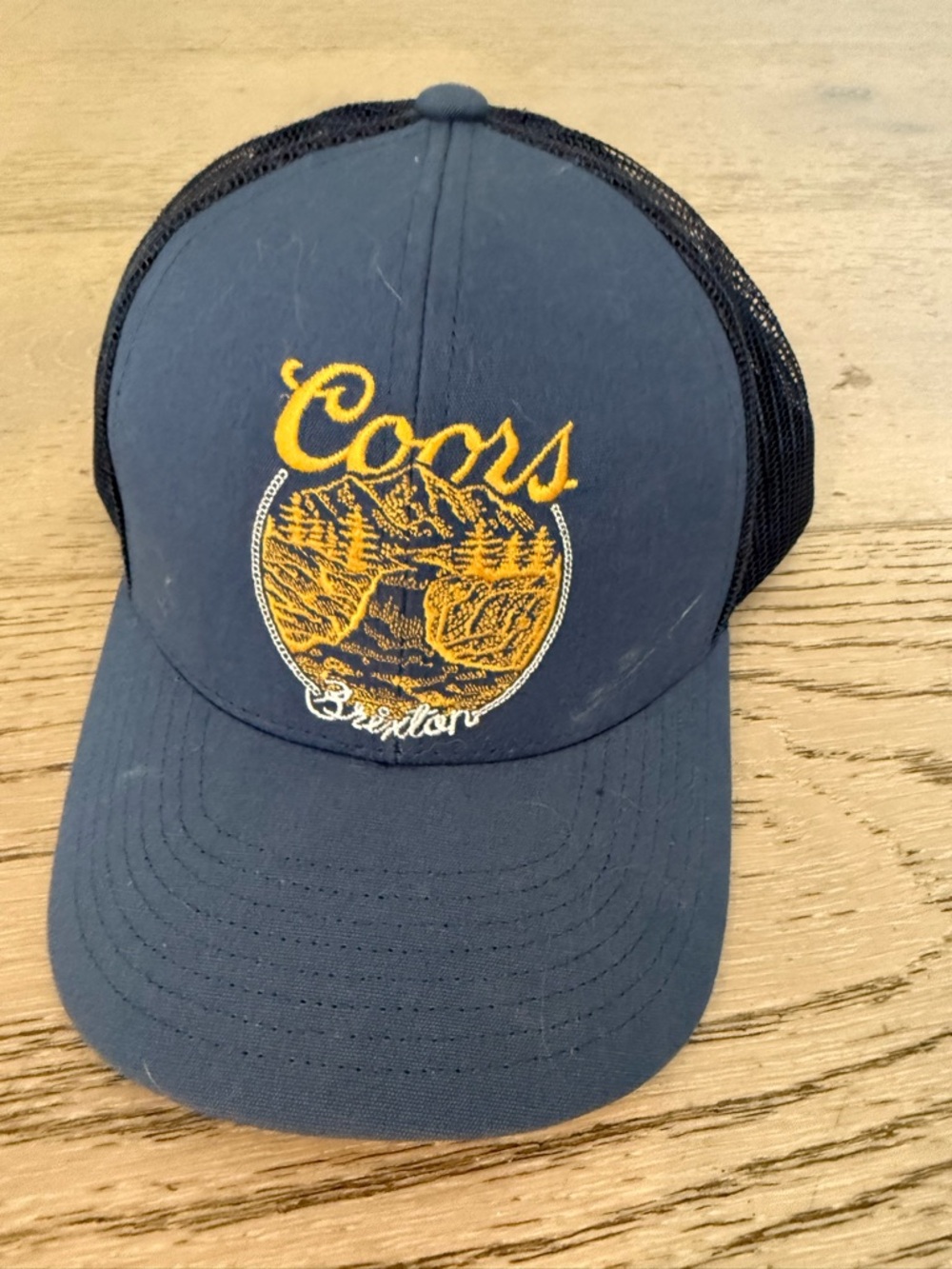 Brixton Navy Blue Trucker Hat with Gold Embroidered Coors Logo